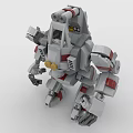 Building Blocks Mecha Robot Model With Gray White Red Accents Mechanical Joints And Detailed Structure