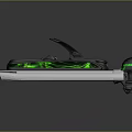 Sleek Modern Yacht With Green Accents Black Seats And Steering Wheel