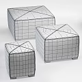 Square Linen Ottoman with Stitching Detail Various Sizes 400x400x420 and 500x500x420 Multiple Color Options