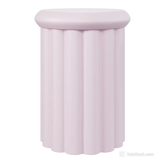 Modern Pink Coffee Table With Stylish Fluted Vertical Design And Cylindrical Shape 3d model