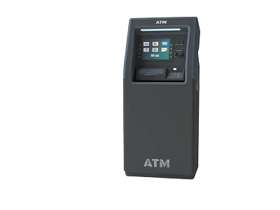 Bank Modern Self Service ATM Machine Banking Terminal With Digital Screen Interface 3d model