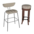 Modern Bar Stools Two Designs With Upholstered Seats Metal Wooden Legs