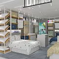 Modern Home Textile Store Showcasing Bedding Sets Pillows And Mattresses In Bright Showroom