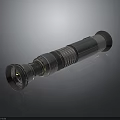 Futuristic Cylindrical Metal Weapon With Circular Rings Shiny Reflective Surface And Hollow Tip