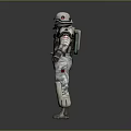 Detailed Silver Astronaut Suit 3D Model With Helmet Armor And Red Accents