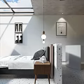 Modern Hotel Guest Room Living Area With Sofa Artwork Chandelier And Floor To Ceiling Windows