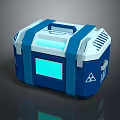Blue And White Storage Box With Handle Panel And Triangle Symbol Design