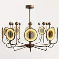 Contemporary Chandelier With Multiple Arms Metal Frame And Circular Illuminated Shades