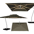 Outdoor Sunshade with Beige Fabric Top Adjustable Metal Frame and Stable Base