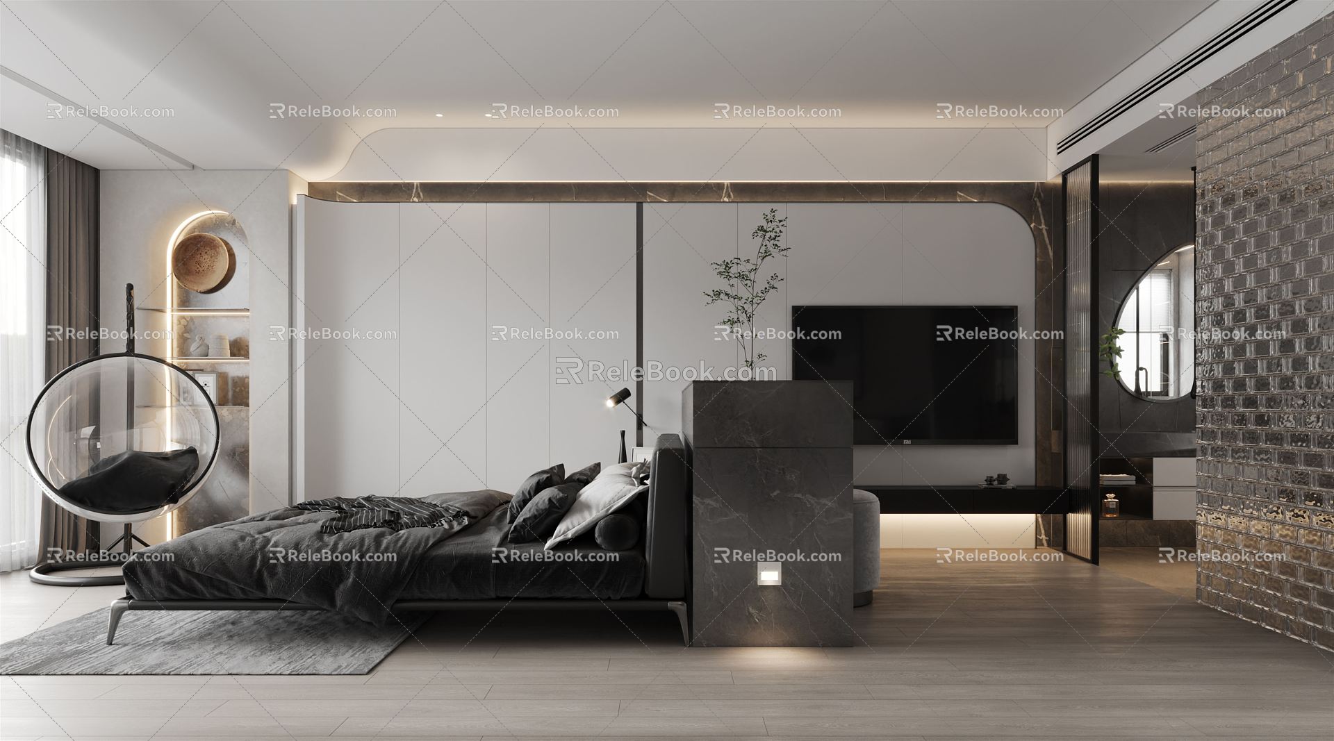 Modern Apartment Black White Gray Simple Single Apartment Homestay Hotel 3d model