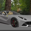 White Ferrari Two Door Sports Car Sleek Design Sharp Headlights Alloy Wheels With Red Accents