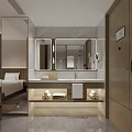 Hotel Guest Room Interior With Twin Beds Wooden Accent Walls Bedside Lamps And Armchair