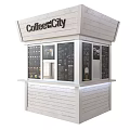CoffeeCity White Wooden Kiosk With Black Menu Boards And Drinks Ice Cream