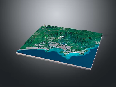 Scenic Island Landscape With Green Mountains And Blue Coastal Waters 3d model