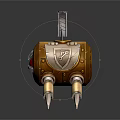 Golden Mechanical Creature Character With Red Eye Clawed Legs And Top Metal Rod