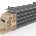 Modern Display Shelves With Multi Tiered Design And Wooden Gray Finish For Retail Store
