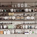 Exquisite Neatly Arranged Tea Sets and Accessories on Multi tiered Display Shelves