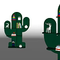 Children's Room Bookshelf Picture Book Rack Storage Rack Cactus Bookcase 3d model