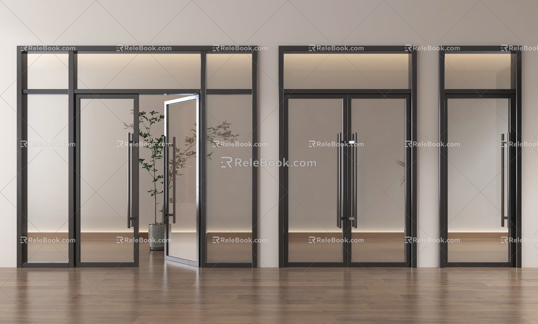 Modern Glass Door Glass Double Door Glass Single Door Glass Door Office Glass Door 3d model