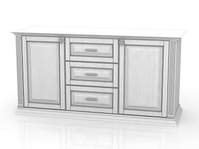 Modern Wooden Shoe Cabinet With Two Doors And Three Drawers Design 3d model