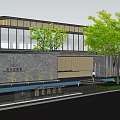 Modern Garden Landscape With Corridor Water Reflections Trees Wooden Structures And Light Effects