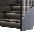 Modern Staircase With Glass Railings And Metal Frame For Contemporary Interiors