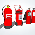 Different Types Of Red Fire Extinguishers Including Portable And Wheeled Safety Equipment