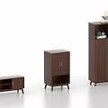 Modern Wooden Sideboard Collection With Different Storage Designs And Decorative Elements 3d model