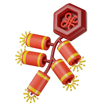 Modern Firecracker New Year Decorations New Year Cartoon Firecracker 3d model