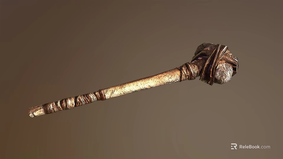 Ornate Golden Staff With Intricate Carved Details And Decorative Head 3d model 