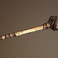 Ornate Golden Staff With Intricate Carved Details And Decorative Head