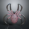 Spider Shaped Decorative Accessory With Black Legs And Pink Gemstone Body
