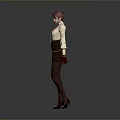 Detailed Game And Movie Character With Red Hair White Blouse Brown Skirt And Red Gloves