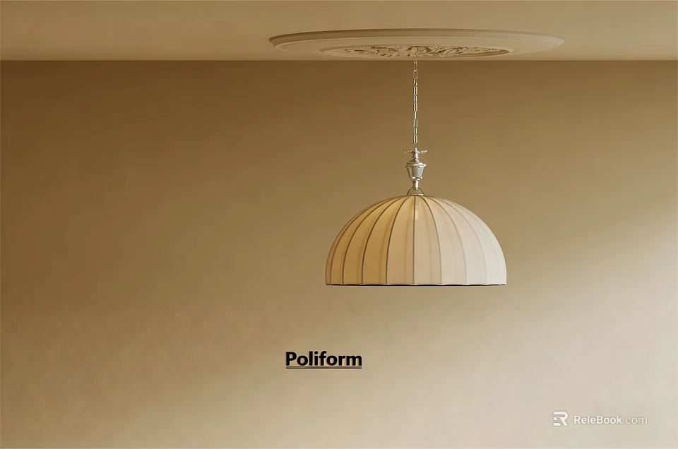 Poliform Beige Striped Dome Shaped Chandelier For Minimalist Interior Ceiling 3d model 