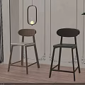 Light And Dark Brown Bar Stools With Round Backrest And Slim Legs In Modern Room