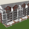 Modern Multistory Apartment Building Exterior With Balconies Gray Roof And Green Lawn