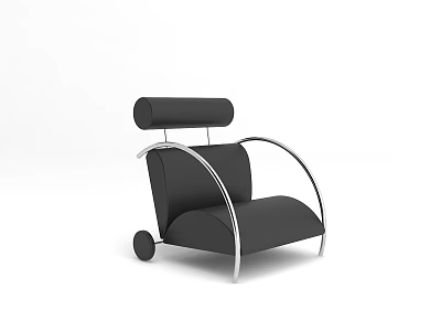 Black Single Sofa with Metal Frame and Curved Design for Modern Living Space 3d model