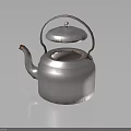 Shiny Silver Metallic Household Kettle With Lid And Handle For Kitchen Use