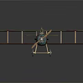 Vintage Green Brown Biplane Model With Circular Emblems For Aviation And Space Exploration