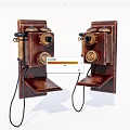 Vintage Style Digital Wall Phones Featuring Wooden Frame Rotary Dial And Classic Handset Design