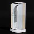 Modern Shower Head In Transparent Glass Shower Enclosure With White Base