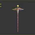 Golden Coiled Snake Staff With Winged Accents And Intricate Decorative Details