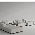 Modern Sectional Sofa with Light Colored Upholstery Soft Pillows Throw Blanket and Side Table 3d model