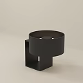 Modern Black Table Lamp With Round Lampshade And Square Metal Stand