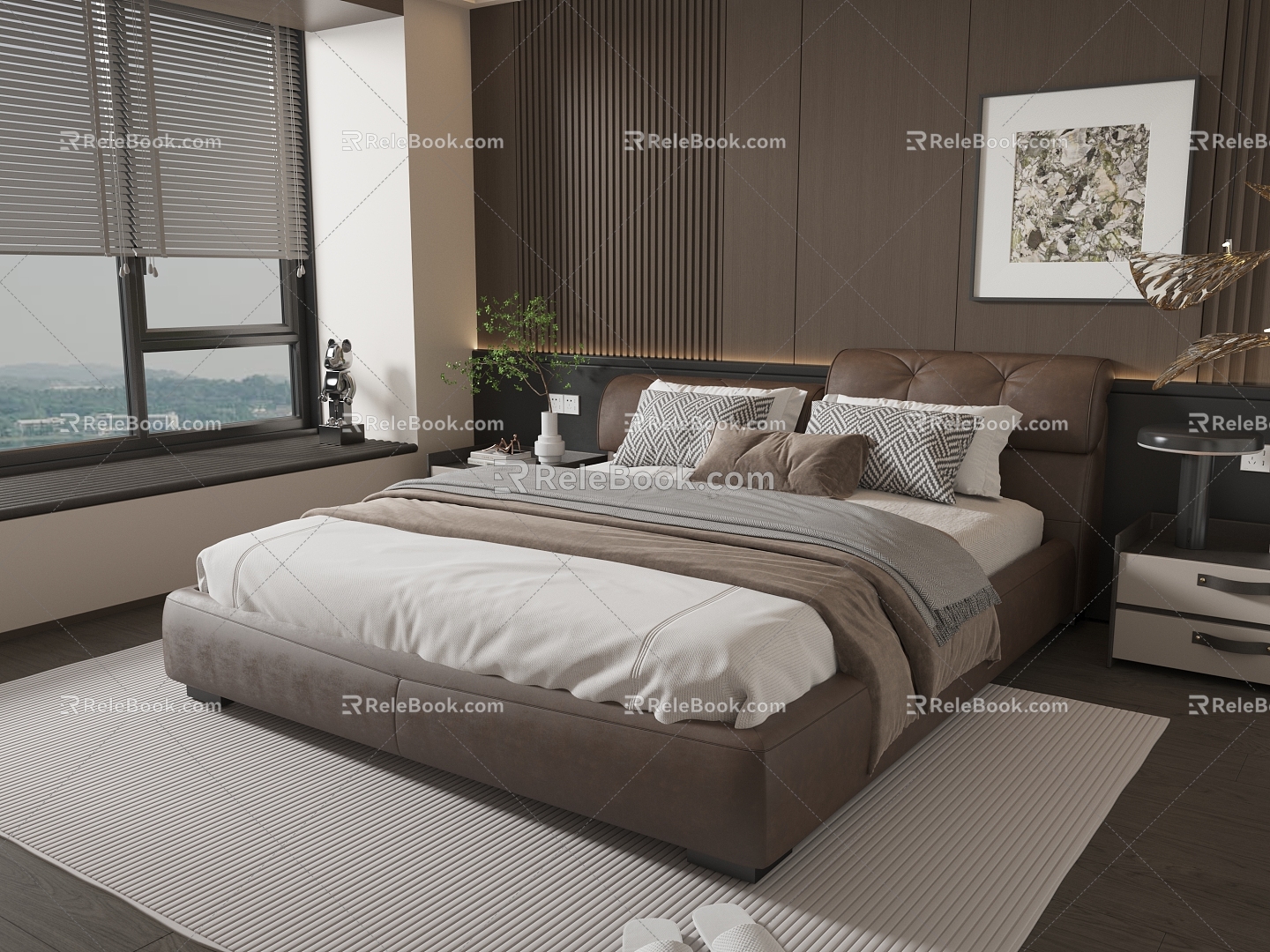 Light Luxury Double Bed 3d model