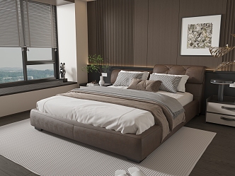 Light Luxury Double Bed 3d model