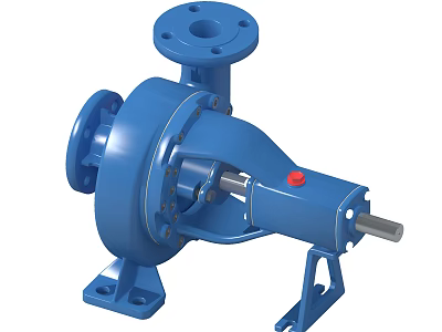 Heavy Duty Blue Industrial Pump With Flange Connections Base And Shaft 3d model