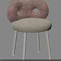 Modern Single Accent Chair With Pink Velvet Loop Backrest Beige Seat And White Metal Legs
