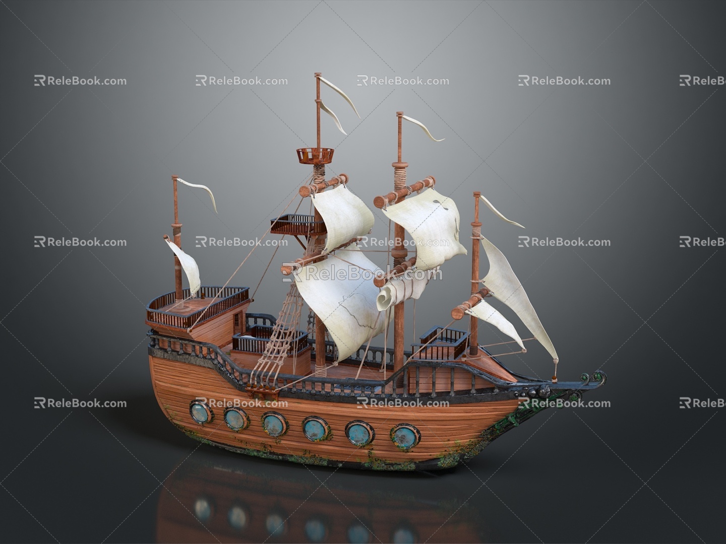 Ancient Ship Exploration Ship Great Sailing Age Ancient Warship 3d model