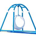 Outdoor Garden Ornament With Blue Frame White Spherical Swing And Decorative Balls